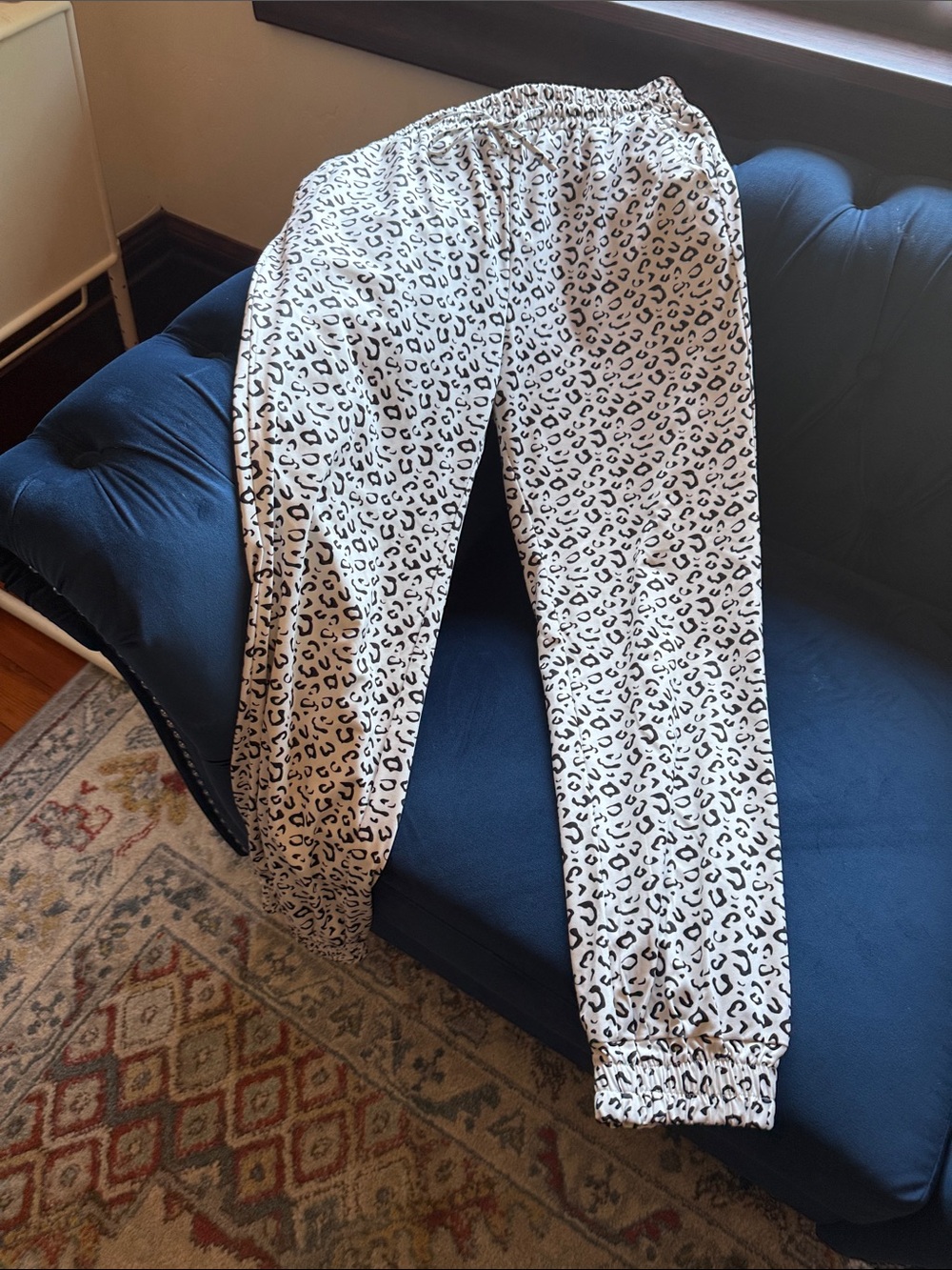 Leopard Print Capri Pants - Cream and Black